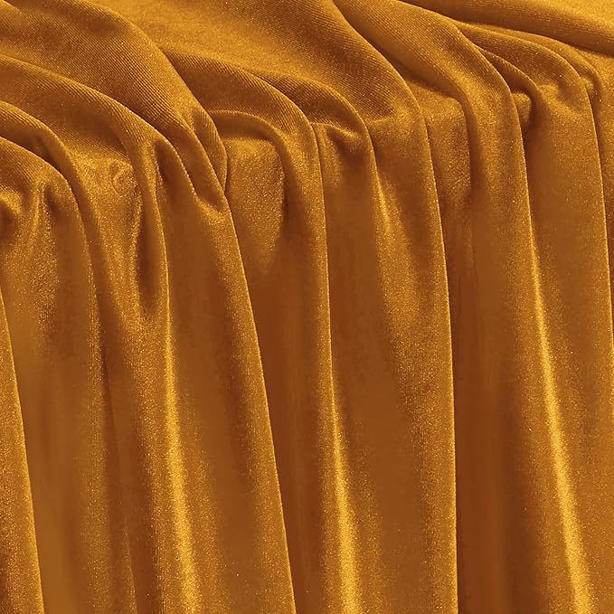 KKJIAF Gold Stretch Velvet Fabric 60 Inch Wide, 2 Yard Soft Stretchy Fabric for Sewing Clothes, Apparel, Costume, Crafts - 90% Polyester 10% Spandex