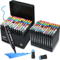 120 Colors Alcohol Markers Set, Dual Tip (Fine & Chisel) Coloring Markers, Permanent Art Drawing Marker for Kids Sketching Adult Coloring with Case and Holders (120 Colors - Black)