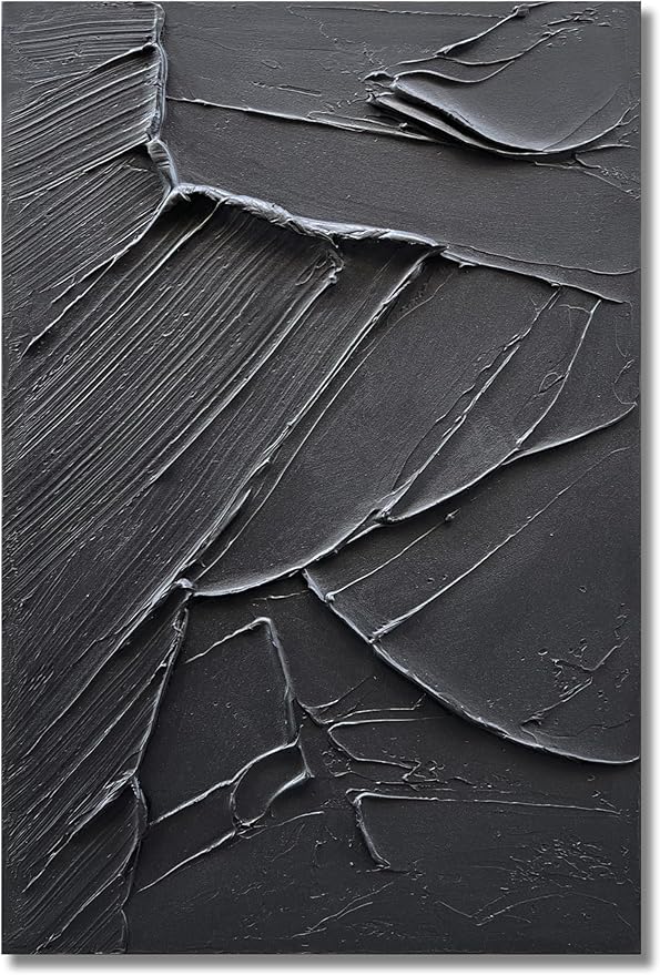 Art 36x24 inch Hand-Painted Black Texture Oil Painting Modern Abstract Art Home Wall Decoration Painting
