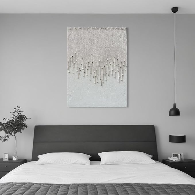 Art Hand-Painted White Minimalist Oil Painting Modern Abstract Art Painting 40x28 inch Home Wall Decoration