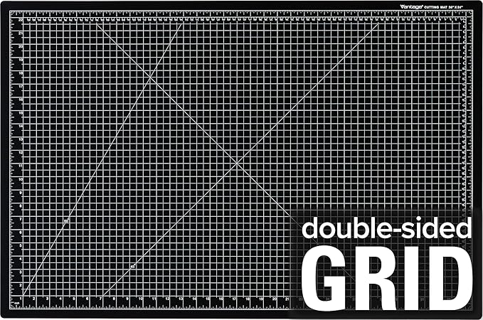 Dahle Vantage 10793 Double-Sided Premium Self-Healing Cutting Mat, 24"x36", 1/2" Grid, 5 Layers for Max Healing, Perfect for Crafts & Sewing, Black