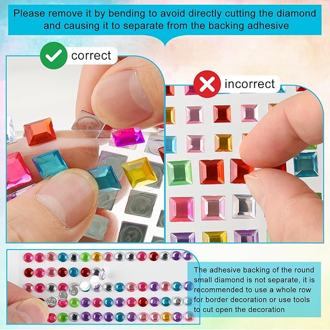 NEBURORA 4902 Pcs Sparkling Gem Stickers Self-Adhesive Rhinestone Gem Stickers for DIY Card Making Crafts Decorations