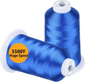 Simthread Embroidery Thread 5500 Yards Blue 405, 2 Huge Spools 40wt Polyester for Brother, Babylock, Janome, Singer, Pfaff, Husqvarna, Bernina Machine