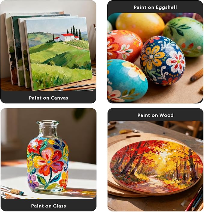 DJAR Acrylic Paint Set, 36 Colors 2 fl oz/60ml Bottles, Art Supplies for Painting Canvas, Glass, Egg, Wood