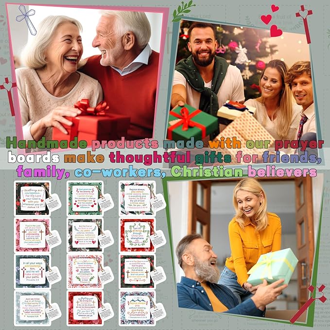 Pocket Prayer Quilt Panel Squares with Small Wooden Crosses Mini Scripture Pocket Prayer Quilt for Friend Family Religious Spiritual Gift Easter Reward Gift(Classic,Brown)