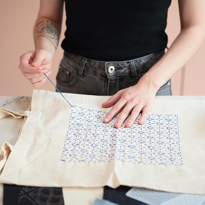 Sashiko Repair Kit by OurHands - Repair and Embellish Your Fabrics Using The Traditional Japanese Art of sashiko Mending