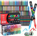240 Colors Acrylic Paint Markers, Soft Brush Tip Acrylic Paint Pens for Stone, Wood, Glass, Rock Painting, Canvas, Ceramic, DIY Crafts Art Supplies