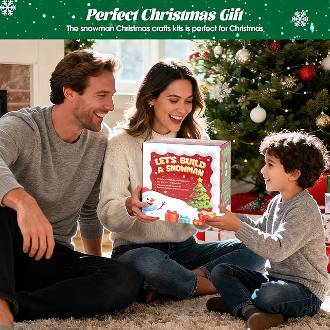 24 Pack Build a Snowman & Christmas Trees Clay Kit for Kids – Colorful Air Dry Clay Christmas Craft Set, Modeling Craft DIY Set, 2-in-1 Snowman Tree Activity, Creative Xmas Gift for Boys Girls