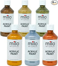 milo Metallic Acrylic Paint Set of 6 Colors | 8 oz Bottles | Student Metallic Colors Acrylics Painting Pack | Made in the USA | Non-Toxic Arts & Crafts Paints for Artists & Hobby Painters