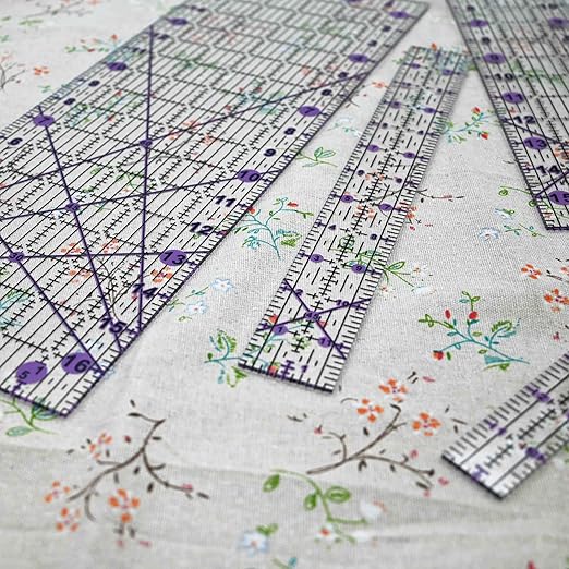 Quilting Rulers,Sewing Rulers,4 Piece Quilting Square Templates Purple(1"X11",1.5"X12",3"X16",6"X17")
