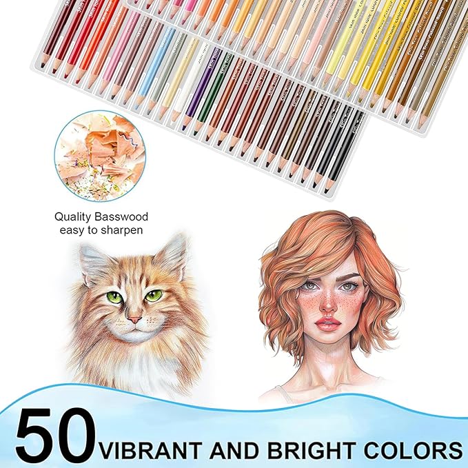 LBW 50 Skin Tone Colored Pencils for Adult Coloring Pencils, Oil Based Soft Core Professional Color Pencils Set for Artists Beginners Drawing Coloring Sketching Blending