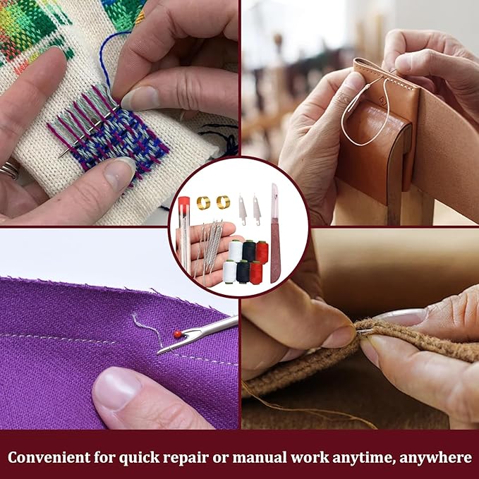 37 Pcs Sewing Tool Set,Steel Needles for Hand Sewing,Portable Needle and Thread Kit,Sewing Kit,Steel Sewing Needles,Steel Sewing Needles Kit,Needle Threaders for Hand Sewing Include 25 Steel Needles