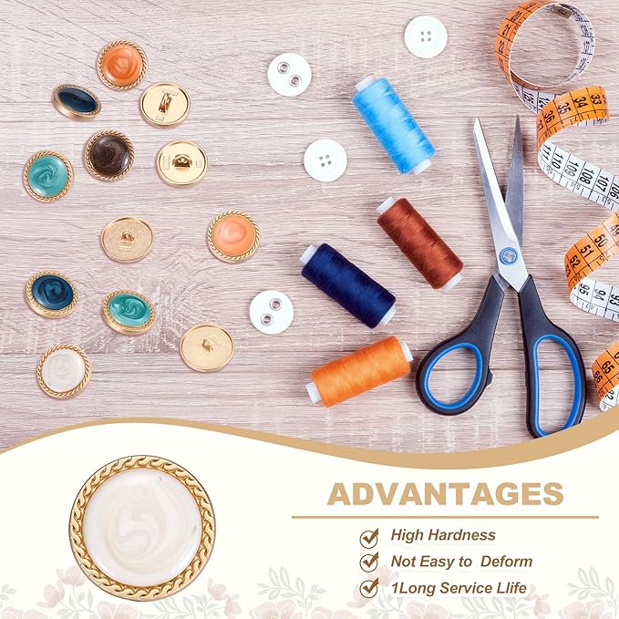 MECCANIXITY Metal Vintage Gold Button 25mm Round Metal Sewing Button Alloy Shank Replacement for Women's Suit Woolen Coat Shirt Dress Sewing White Pack of 10