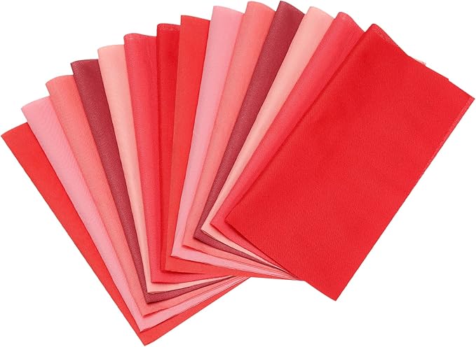 PATIKIL Cotton Fabric Bundles, 14 Pcs 4 x 4 Inch Fat Quarter Solid Color Precut Fabric Squares for Sewing Patchwork Quilting DIY Crafts, Red