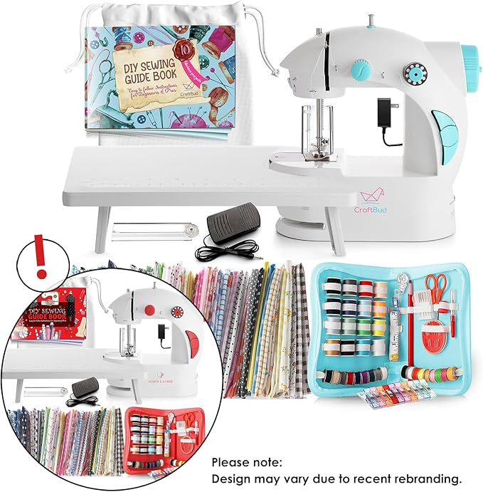 Mini Sewing Machine for Beginners, 122-Piece Portable Sewing Machine, Dual Speed Small Sewing Machine, Adults and Kids Sewing Machine, Travel Beginner Sewing Machines with Sewing Kit and Book, Blue