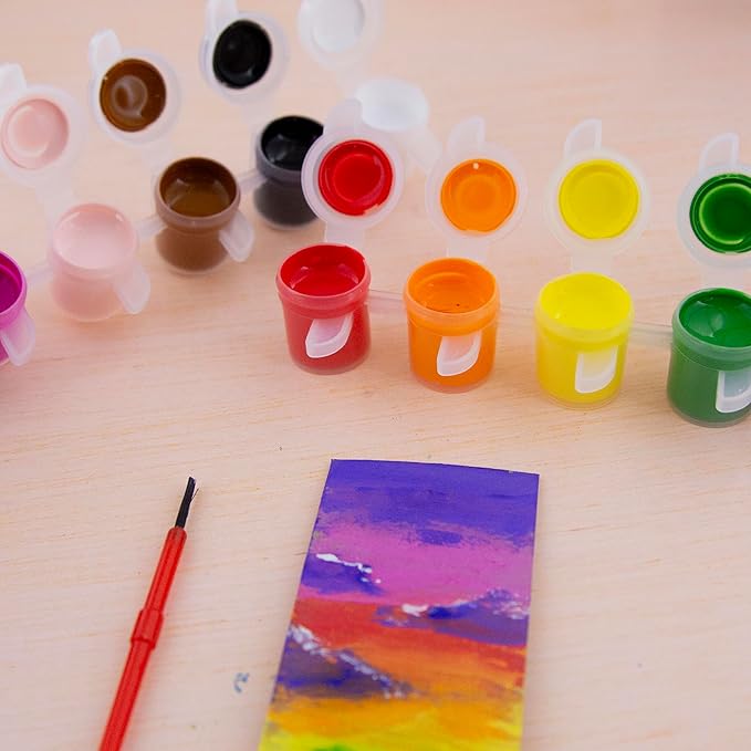 BAZIC Products Kid's Paint w/Brush 60 ml, 18 Colors Non-Toxic Paint Set, for Hobby Fun Vibrant Color Painting Art Supplies, Gift for Kids Artists, 24-Pack