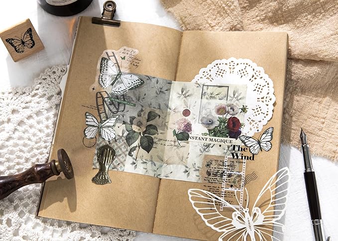 MAFELOE Scrapbook Stickers of 10 Pieces, PET Aesthetic Deco Stickers Journaling Supplies for Junk Bullet Bottles Laptop- Film Memoirs Series-C