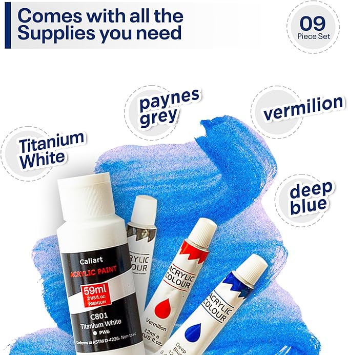 Painting4Real DIY Art Painting Kit for Adults – Learn to Paint Cosmic Tranquility with Video Tutorials – 9 Pieces Acrylic Paint Set for Adults –Perfect Christmas Crafts & Holiday Gifts for Art Lovers