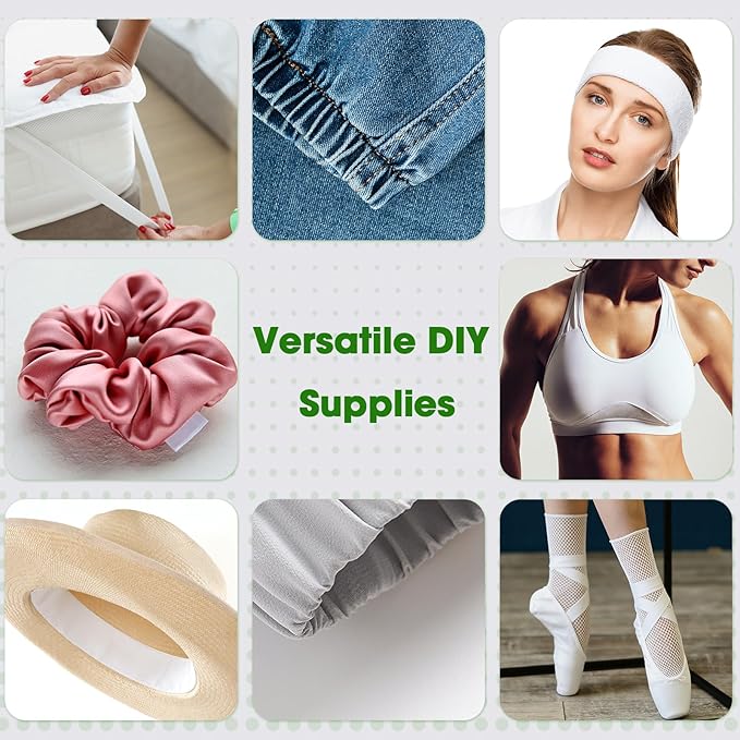 EBOOT 1 Pcs Elastic Spool (6 Inch X 5 Yard,White)