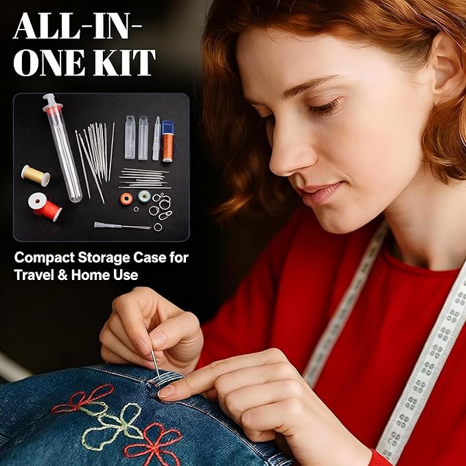 37PCS Sewing Tool Set, Big Eye Steel Sewing Needles Kit, Needle and Thread Kit,Portable Sewing Needles Large Eye Hand Sewing, Needles Thread Hand Repair Tools.
