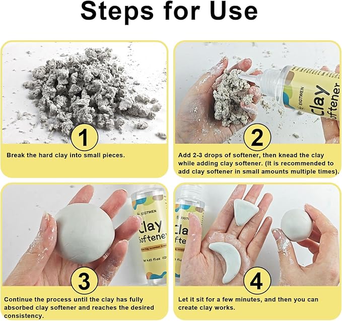 EIGTWEN 120ml Clay Softener for Polymer Clay, Non-Toxic and Dye-Free, Restores The Softness of Polymer Pottery, Enhances Ductility and Adhesion, and Adds Surface Gloss After Baking