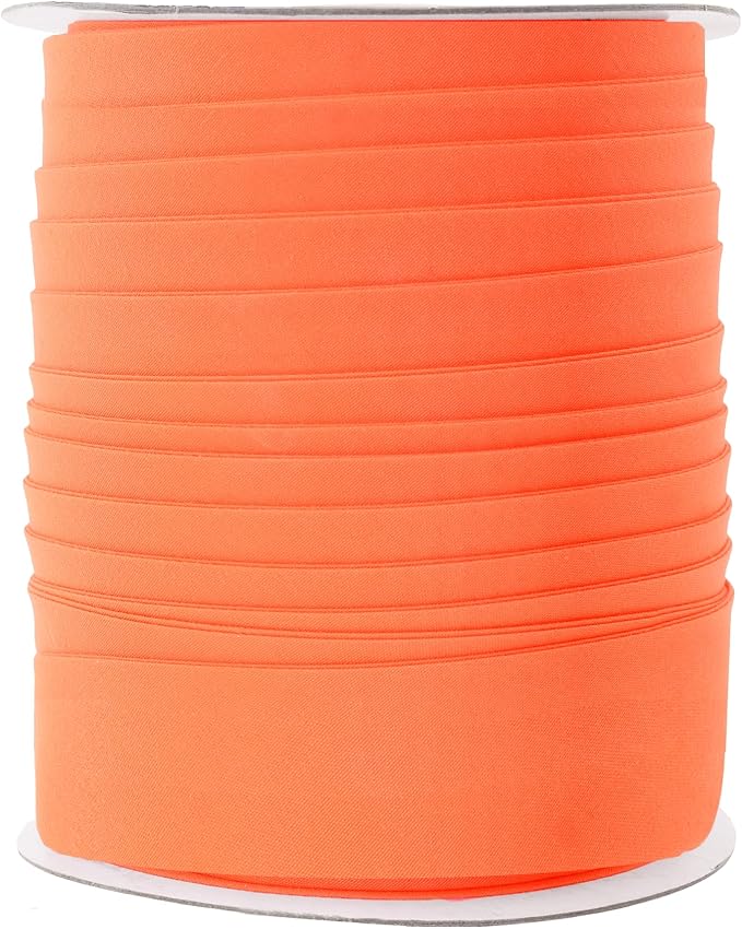 Mandala Crafts 55 Yards 1 Inch Sunset Orange Double Fold Bias Tape for Sewing - Bias Binding Tape for Quilting Binding, Hemming, Seam, and Fabric Piping