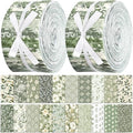 Ganeen 100 Pcs Sage Green Quilting Fabric Roll 2.56 Inch Fabric Squares Jelly Patchwork Precut Strips Bundles for Holiday Materials Craft DIY Sewing Cloths