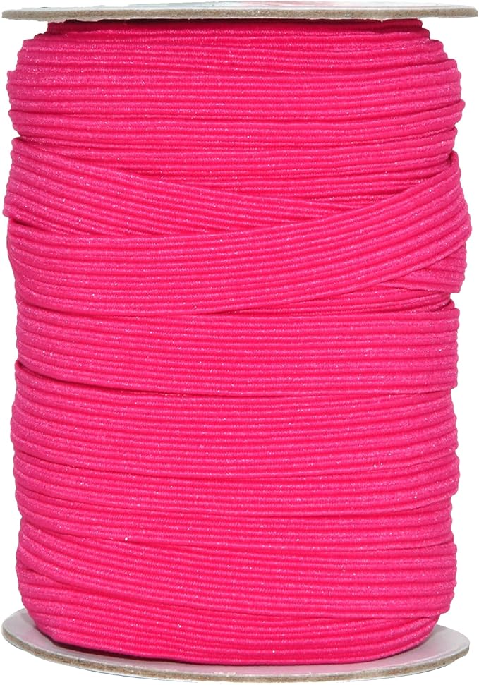 Mandala Crafts 16mm 20 Yds Roll of Hot Pink Elastic Bands for Sewing - 5/8 Flat Elastics Cord - 5 8 Inch Braided Stretch Straps for Crafting