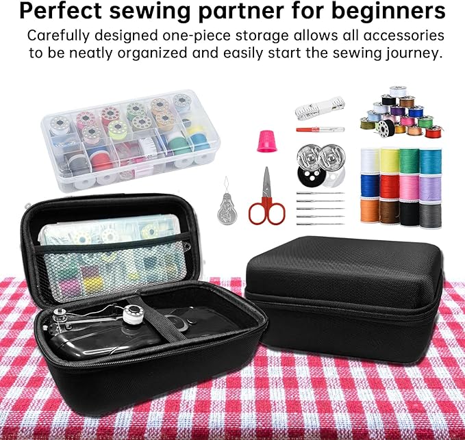Handheld Sewing Machine, Beginner's Sewing kit with Storage, Two Power Supply Modes, Electric Switch, Simple Operation, Portable mini, Beginner's Sewing Machine.Black