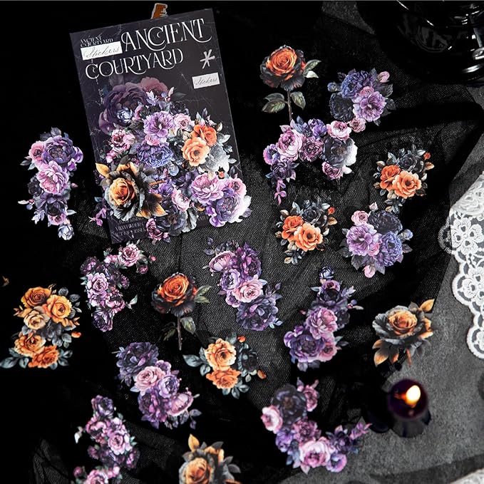 Alideco 120pcs Scrapbook Stickers Vintage Flowers Lace Butterflies Figures Windows and Doors Scrapbooking Junk Journal Crafts Embelishment Decoration Stickers (gujiutingyuan)