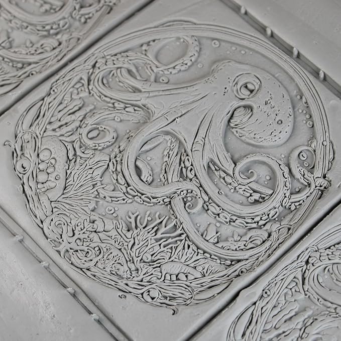 Octopus Clay Texture Roller (4") - Ocean Set #01 - Embossing Pattern Roller for Polymer & Ceramic Clay, Pottery & Crafts