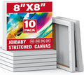 Stretched Canvas for Painting,10Pack 8X8 Inch Stretched White Blank Canvas,8 Oz Triple Primed 5/8" Profile Stretched Canvases,100% Cotton,Canvas for Painting, for Acrylics, Oils
