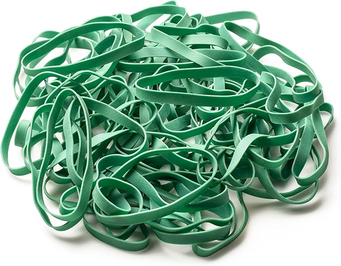 PlasticMill Green Rubber Bands Size 64 (3 1/2" x 1/4") - Colored #64 Rubber Bands Office Supplies - Thick, Elastic Rubber Bands for Tie Dyeing, File Folders, Produce, Cash Bundling (250-Count)
