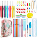 KOKNIT Crochet Hooks Set with Storage Case - 9 Soft Grip Ergonomic Crochet Needles,12 Coloured Aluminum Yarn Crocheting Crochet Hooks,Crochet Kit with Crochet Supplies and Accessories