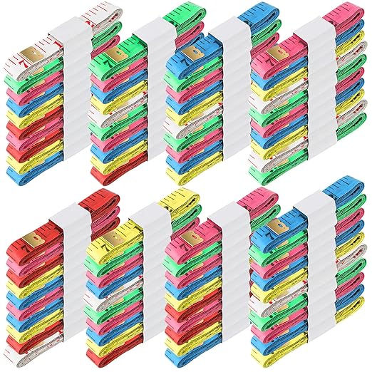 Macarrie 100 Pcs Soft Tape Measure Bulk Double Scale 150 Cm/ 60 Inch Vinyl Body Measuring Tape for Sewing Soft Ruler for Weight Loss Body Measurement Fabric Cloth Tailor Craft, Random Colors