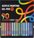 Acrylic Gel Pens for Coloring Books, Quick Dry 90 Colors 1.0mm Fine Point Gel Marker Pen for Drawing, Journaling Art