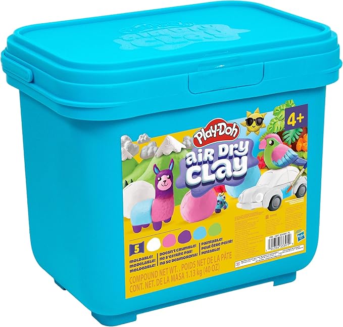 Play-Doh Brand Multicolor Air Dry Clay Bucket, 40 oz, 5 Colors, Paintable Clay Lightweight & Crumble-Free Sculpting Clay, Arts and Crafts Supplies, Kids Craft Material