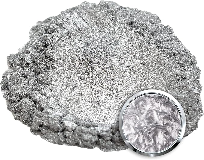 Eye Candy Pigments Premium Silver Mica Powder - Jungin Silver (50gr) - for Epoxy, Resin, Soap, Paint, Woodworking, Acrylic Pouring, Bath Bombs, Fishing Lures - DIY Arts and Crafts Additive