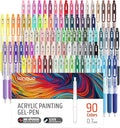 Gel Pens For Coloring, 90 Colors Retractable Colored Pens for Black Paper & White Paper, 0.7mm Fine Point Colorful Pens for Coloring, Writing, Drawing, Journaling, Note Taking, Office, Home