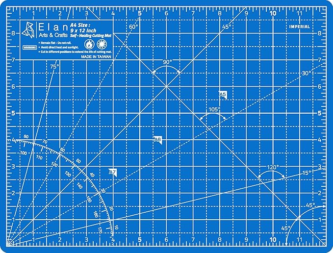 Elan Cutting Mat A4 Blue, Self Healing Cutting Mat 9x12 Inch, 5-Ply Craft Board Blue, Hobby Board for Crafts 9x12 Inch