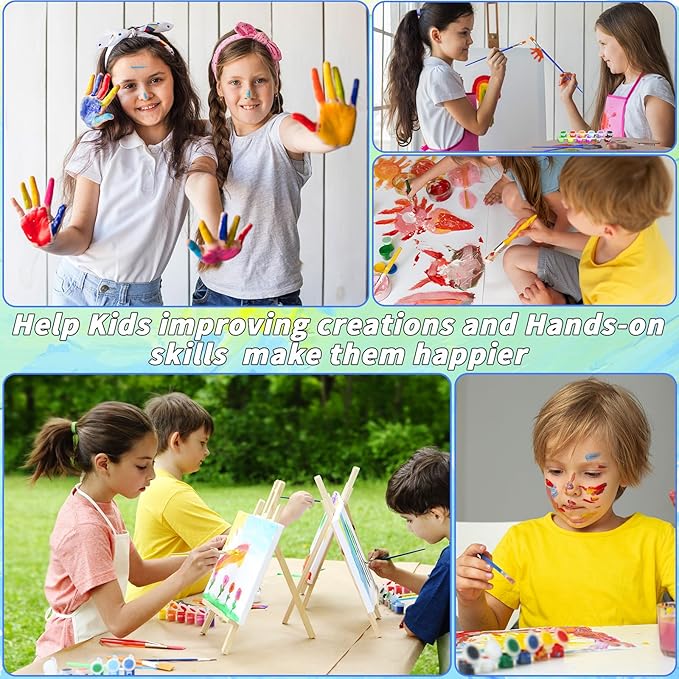 560 Pcs 24 Colors Mini Acrylic Paint Bulk for Kids Adults,20 Set Washable Craft Painting Kit, Acrylic Paint Strips Container with 40 Pcs Paintbrushes for Home Classroom Party Favors Paiting Gifts