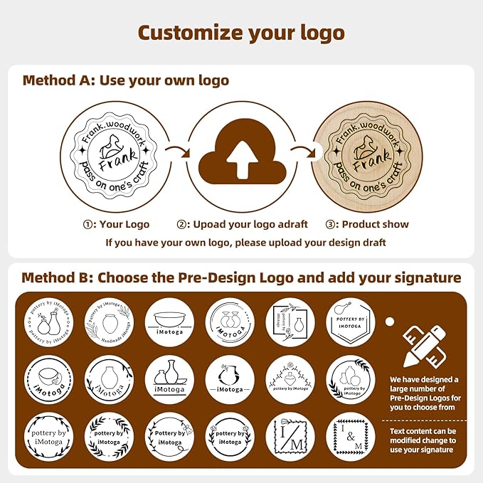 Custom Logo Clay Stamp for Pottery – Letter Stamps & Polymer Clay Tools, Pottery Stamps for Clay, Ceramic & Clay Tools for DIY Crafting (1.5inches)