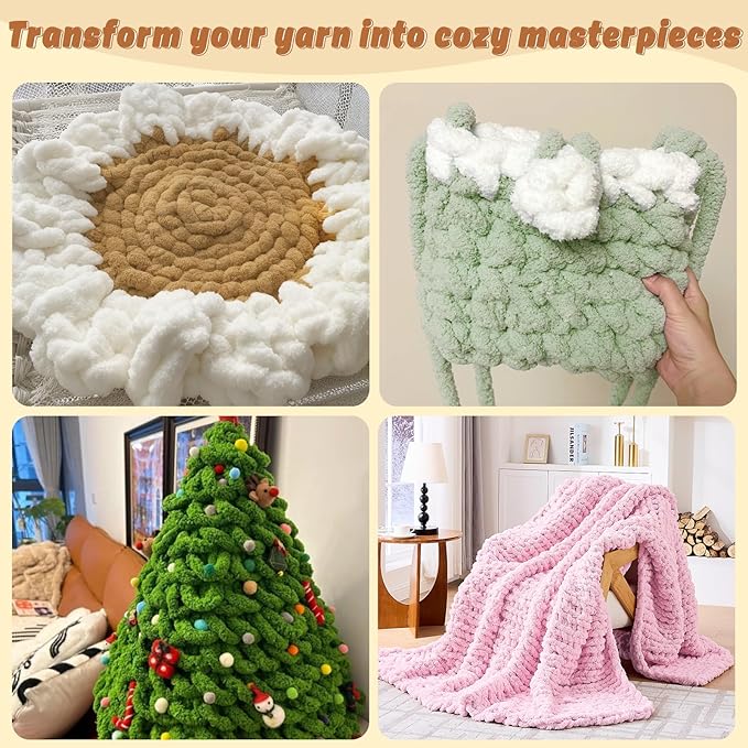 inhand 8 Pack Chunky Chenille Yarn for Crocheting– 30.6 Yards, 7.7oz, Super Bulky, Soft Fluffy Plush Yarn for Hand or Arm Knitting– Ideal for Blankets, Crafts & DIY Projects (Light Pink)