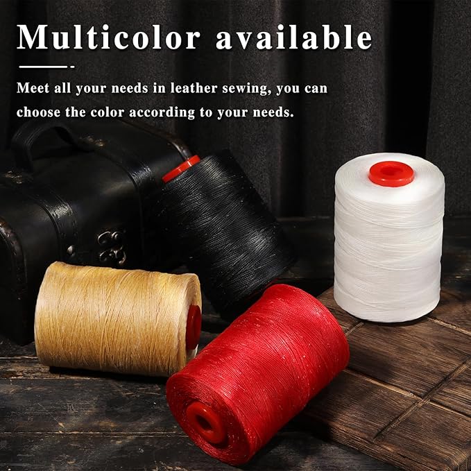 BUTUZE 3280 FT Waxed Thread, Heavy Duty Thread, 210D Leather Sewing Waxed String, Flat Wax Cord for Book Binding, Sewing Shoes, Leather Craft