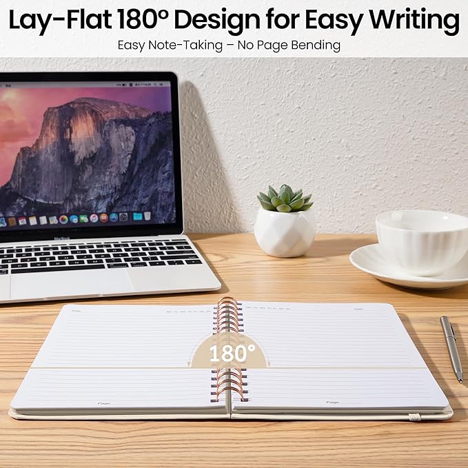 CICPAP Lined Spiral Journal Notebook, A5 College Ruled Notebook for Journaling, Note-Taking, and Daily Planning, Durable Hardcover with an Elegant Design, Warm White