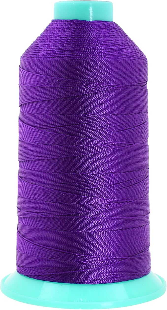 Mandala Crafts Size 138 420D T135 Bonded Nylon Thread - True Purple 1250 YDs Tex 135 Heavy Duty Sewing Threads for Leather, Jeans, Weaving, Outdoor Marine Upholstery