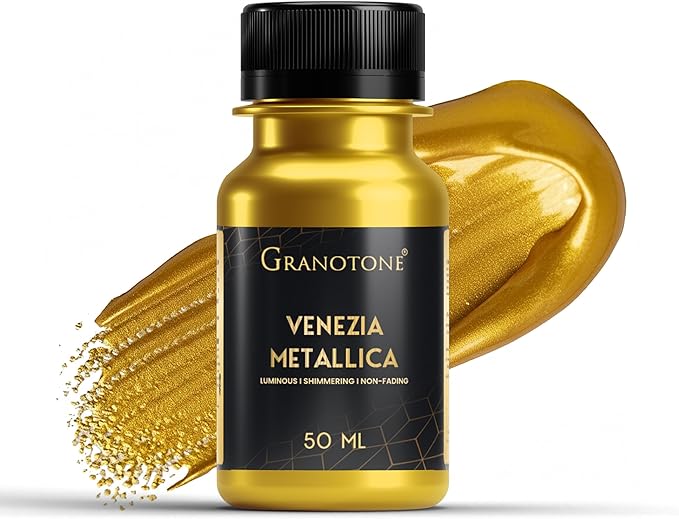 GRANOTONE Acrylic Venezia Metallic Gold Paint 1.69 fl oz Shimmering Non Fading 50 ml Colour Rich Pigments Non Toxic for Kids Artists and Beginners Made in India