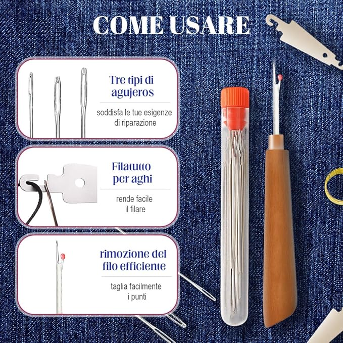 37PCS Sewing Tool Set, Upgrade Stainless Steel Needles for Hand Sewing Kit, Big Eye Steel Sewing Needles Kit, Portable DIY Hand Made Craft Set for Handcraft Lovers (34Pcs)