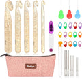 Vodiye 5 Sizes Large Crochet Hooks 12mm-25mm, Ergonomic Crochet Hook Set, Transparent Hooks for Chunky Yarn and DIY Crafts