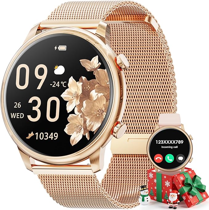 Hwagol Smart Watches for Women Android Phones iPhone Compatible(Bluetooth Call),1.39'' Round Fitness Tracker Heart Rate/SpO2/Sleep Monitor,100+Sport Modes Pedometer